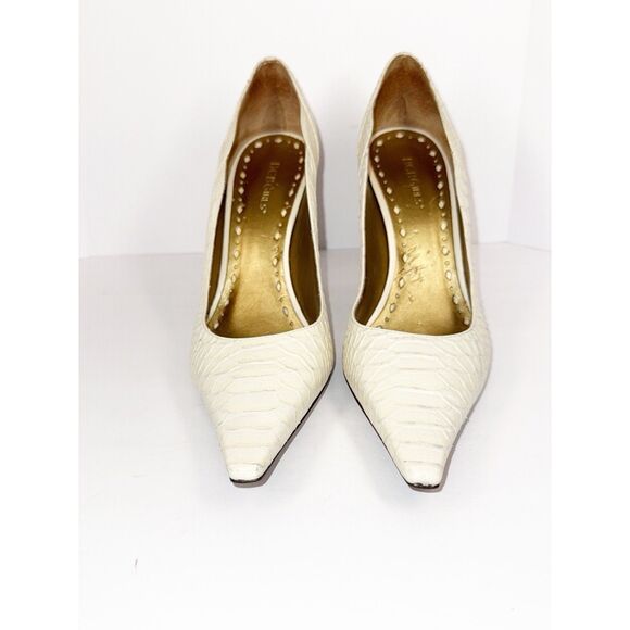 BCBG Leather Pump Y2K Brazil Croc Embossed Pointed Toe Stiletto Heels Witch 9.5B - Picture 5 of 16